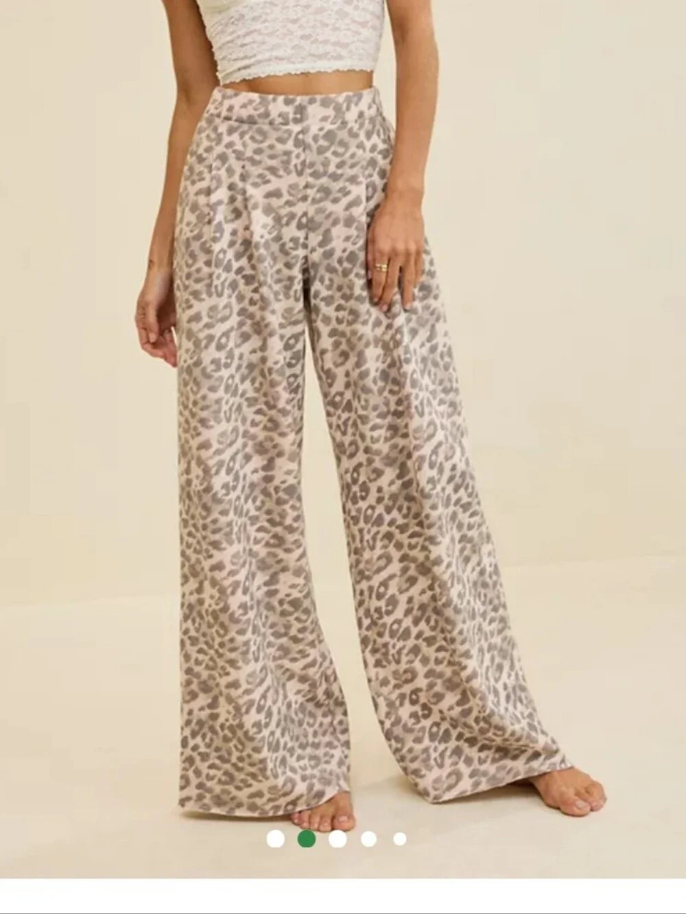 Aerie Wide Leg Street Trousers- Leopard - Picture 1 of 7
